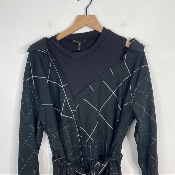 Maje Razak Deconstructed Plaid Cold Shoulder Dress - Picture 4 of 12